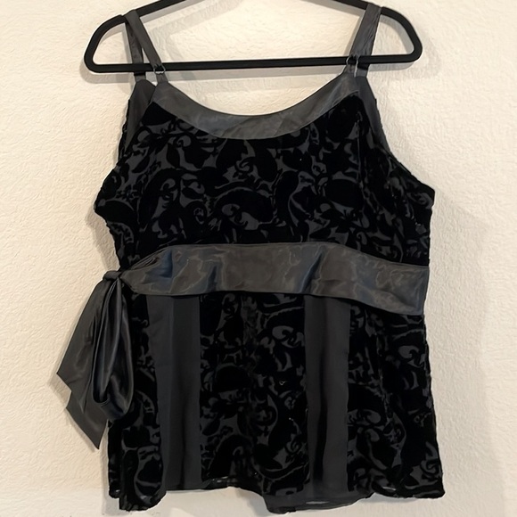 Lane Bryant Women Tank Top Size 20 Black Velvet & Satin Whimsigoth Balletcore - Picture 3 of 11